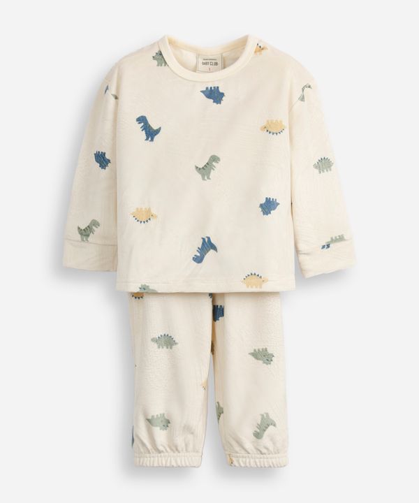 pijama longo infantil dinossauro off white 5