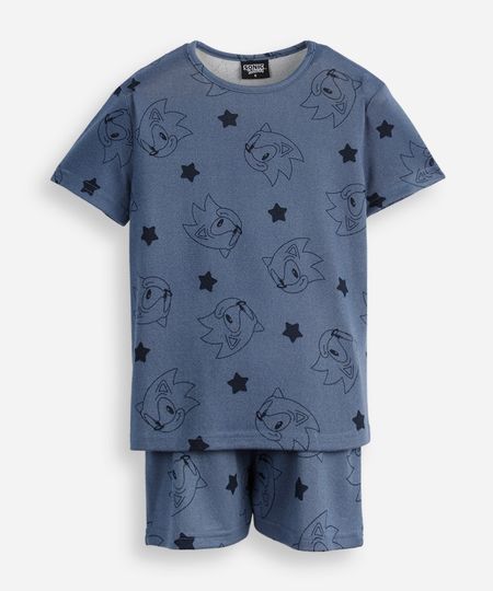 pijama curto infantil sonic azul 4 pijama curto infantil sonic azul 4