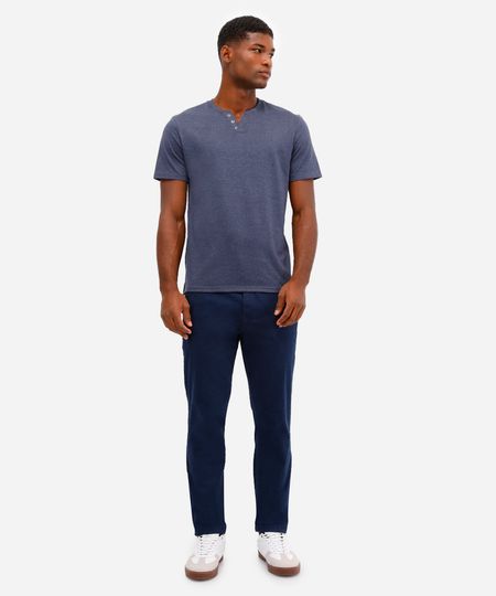 calça chino slim masculina de sarja azul 38