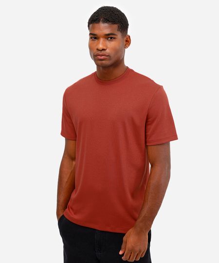 camiseta de algodão peruano manga curta laranja P