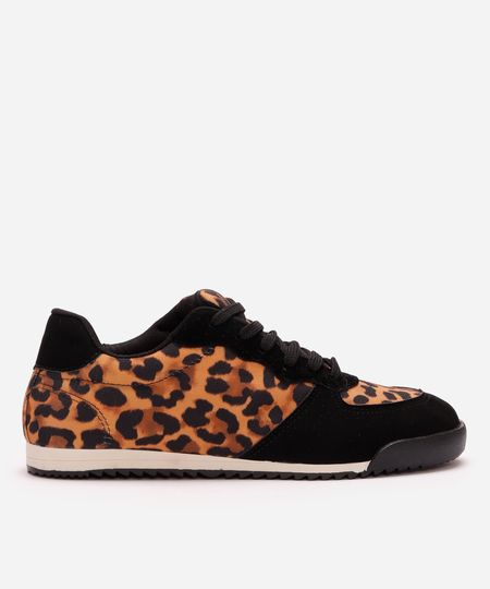tênis casual cano baixo animal print preto 34