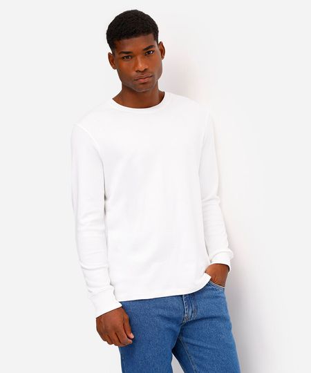camiseta de algodão peruano manga longa branca P