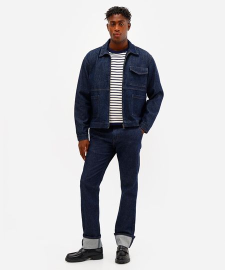 calça reta masculina jeans azul 36