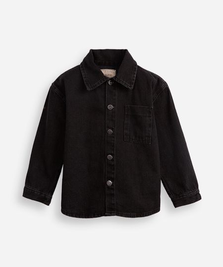 jaqueta shacket infantil jeans preta 4