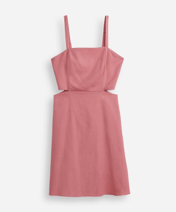 vestido com linho curto recortes juvenil rosa 12