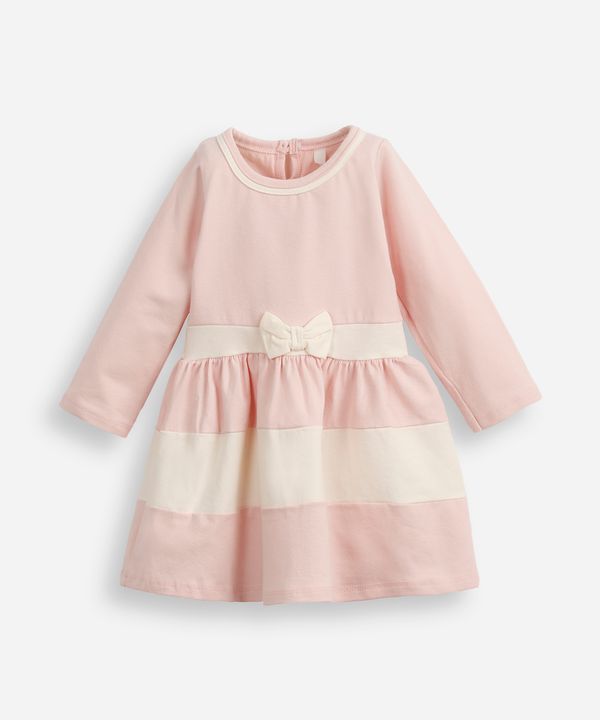 vestido curto infantil com recortes manga longa rosa 9-12