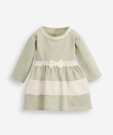 vestido curto infantil com recortes manga longa verde 0-3 vestido curto infantil com recortes manga longa verde 0-3