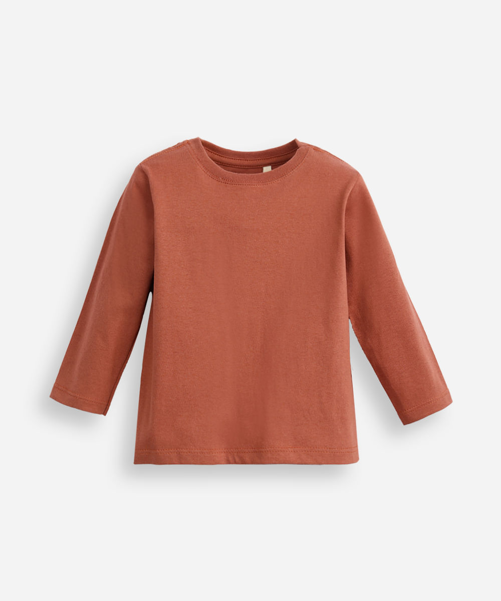 camiseta de algodão infantil marrom