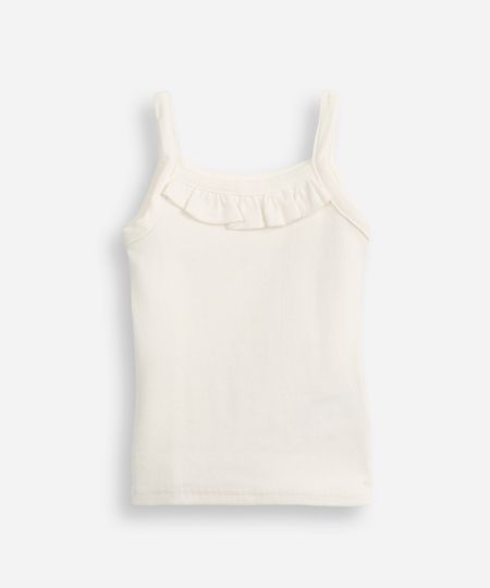 regata de algodão infantil com babados off white 4
