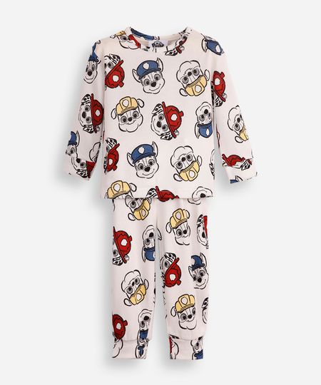 pijama longo infantil patrulha canina - off white 1 pijama longo infantil patrulha canina - off white 1