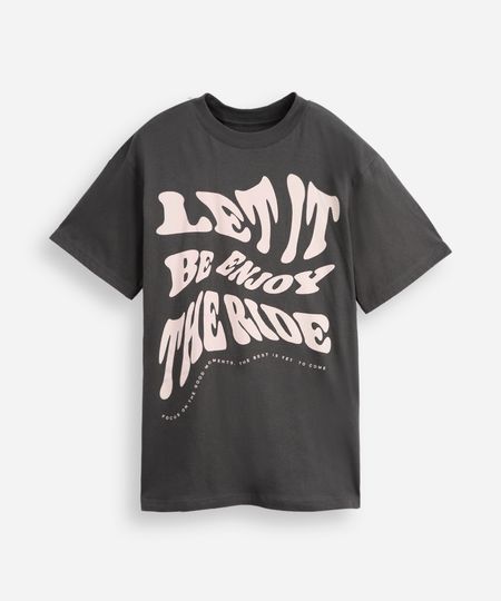 camiseta de algodão juvenil let it be enjoy the ride cinza 12
