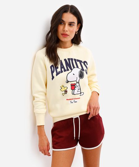 blusão feminino de moletom snoopy amarelo M