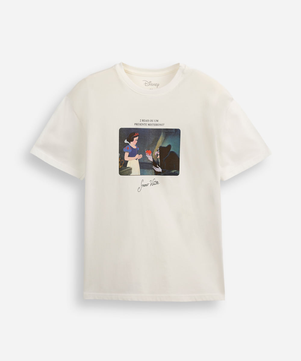 camiseta de algodão juvenil branca de neve off white