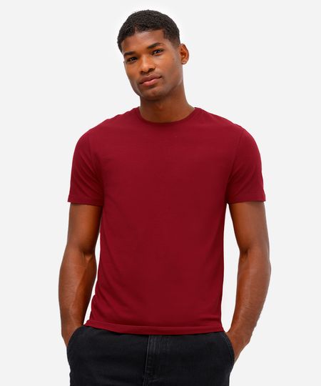 camiseta slim básica manga curta - vinho escuro PP camiseta slim básica manga curta - vinho escuro PP