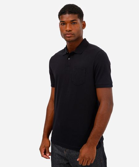 polo básica tradicional piquet com bolso preto P polo básica tradicional piquet com bolso preto P