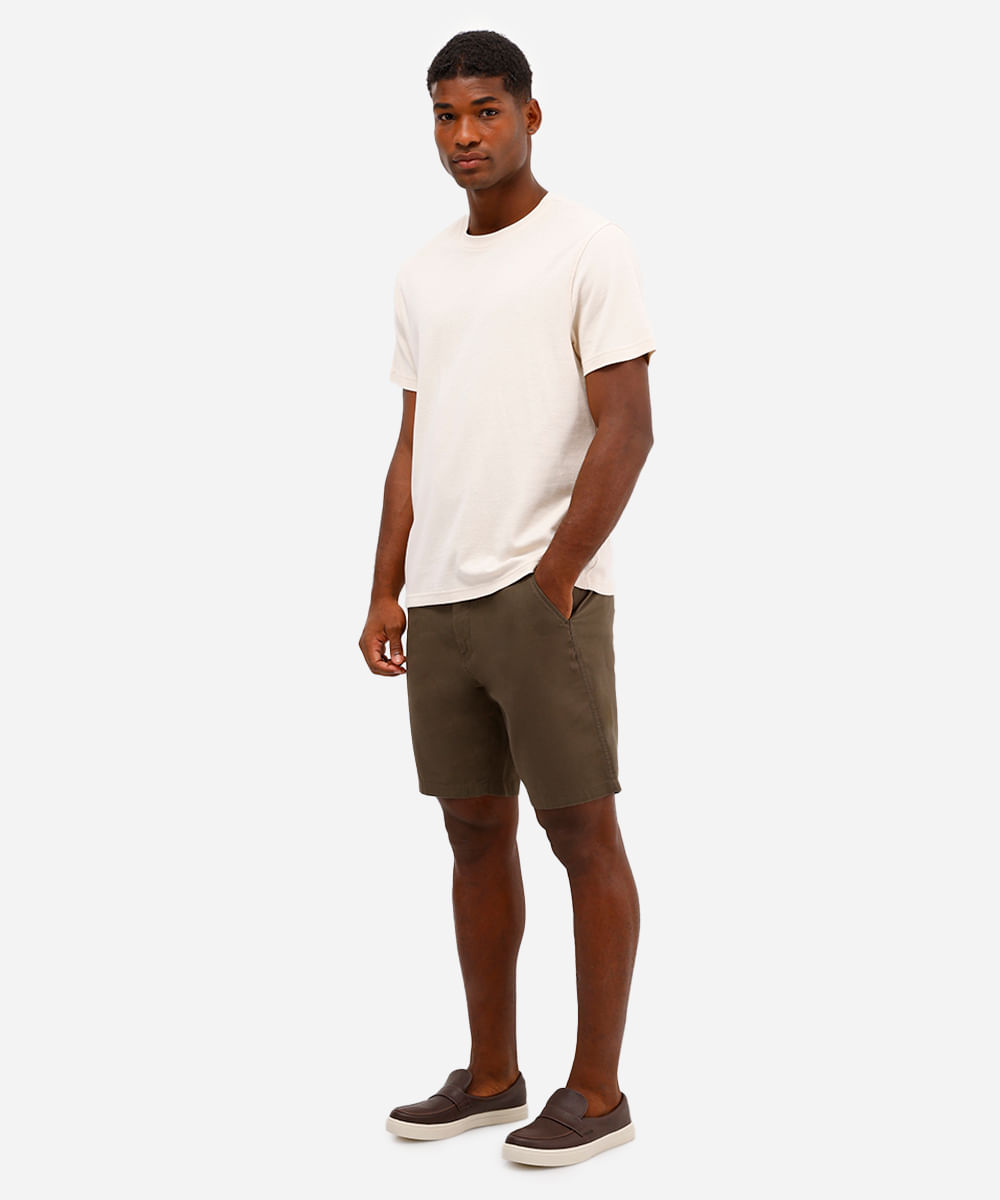 bermuda masculina de sarja cós elástico com bolso verde