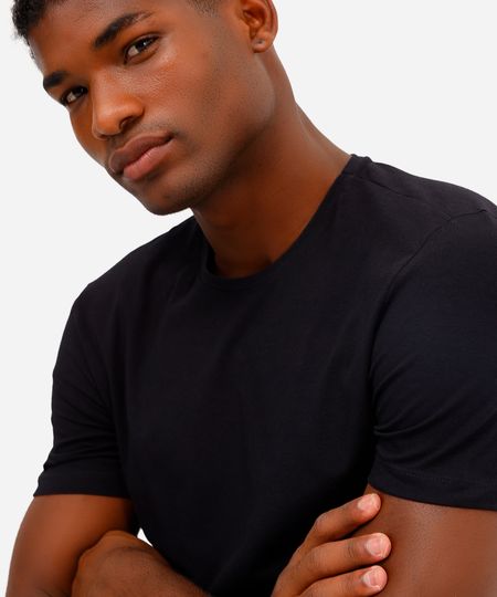 camiseta slim básica manga curta - preto G camiseta slim básica manga curta - preto G