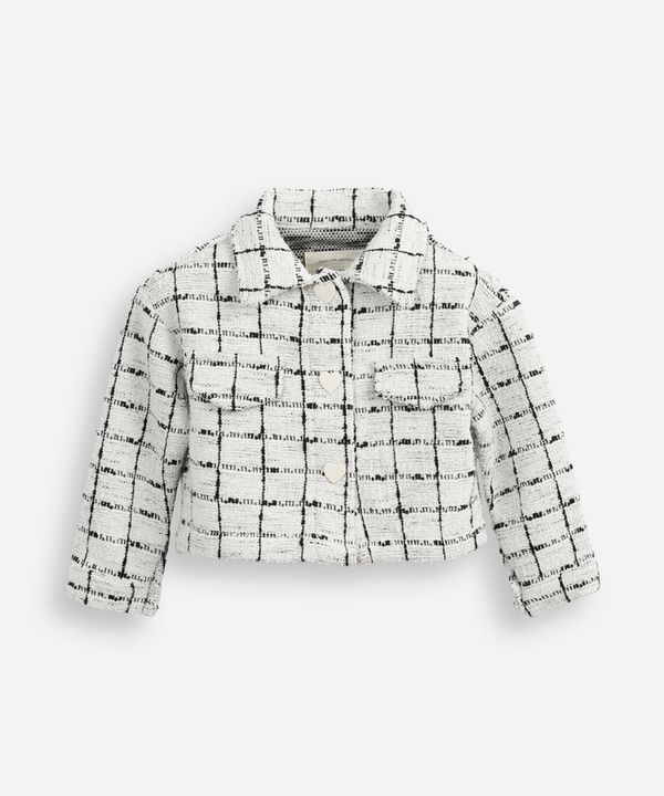 casaco de tweed infantil com corações cinza 3
