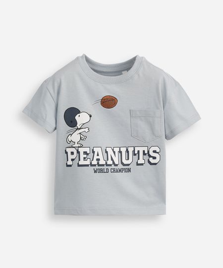 camiseta infantil de algodão manga curta snoopy azul 3