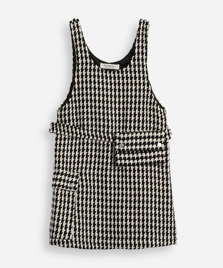 vestido infantil pied de poule com pochete colorido 8