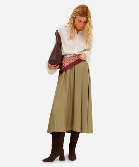 saia midi godê feminina texturizada verde 40 saia midi godê feminina texturizada verde 40