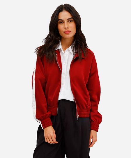 jaqueta bomber feminina com listras vinho M