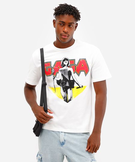 camiseta masculina de algodão lady gaga off white M