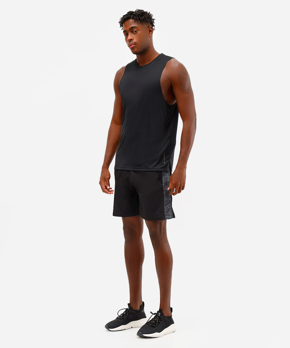 bermuda masculina esportiva ace com recorte lateral preta