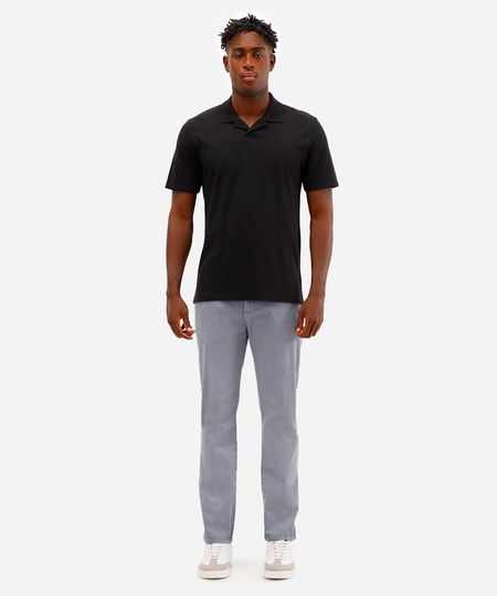 calça chino slim de sarja com elastano masculina azul 38