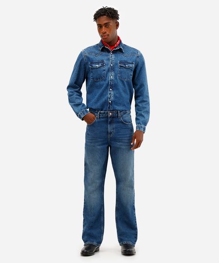 calça flare masculina jeans azul 38
