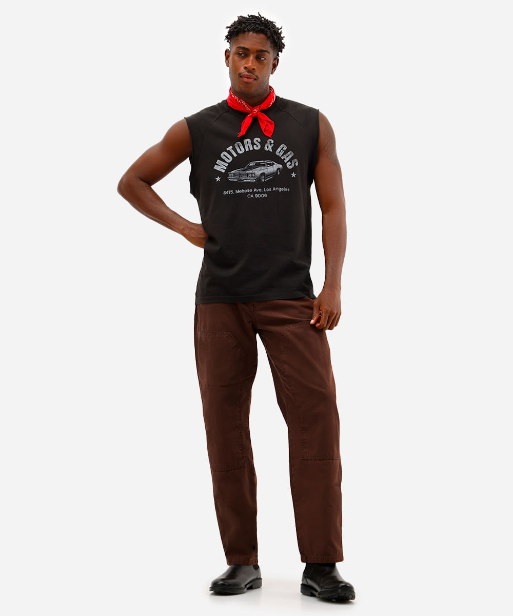 calça baggy masculina de sarja marrom