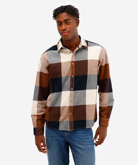 camisa masculina de algodão manga longa xadrez preta M camisa masculina de algodão manga longa xadrez preta M