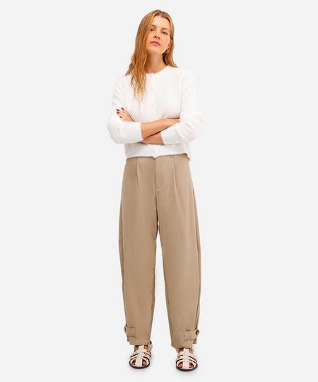 calça balloon feminina de alfaiataria bege 42