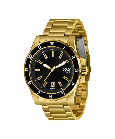 relógio masculino x games xmgs1040p1kx analógico calendário dourado UNICO
