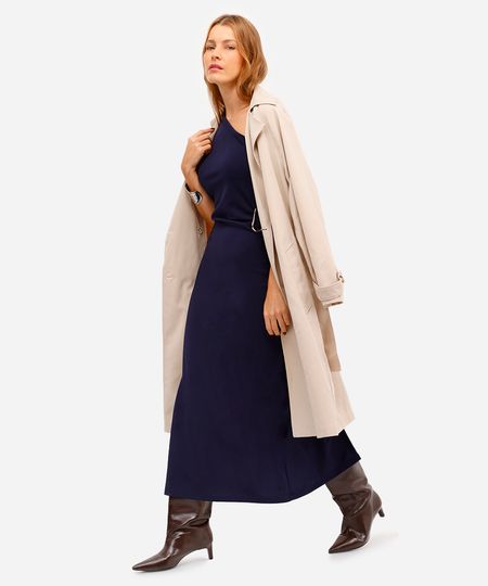 vestido midi ombro único feminino com franzido e fenda azul M