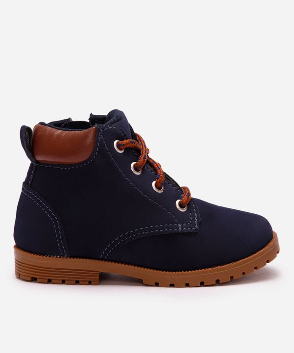 bota coturno infantil cano médio com recortes azul 23