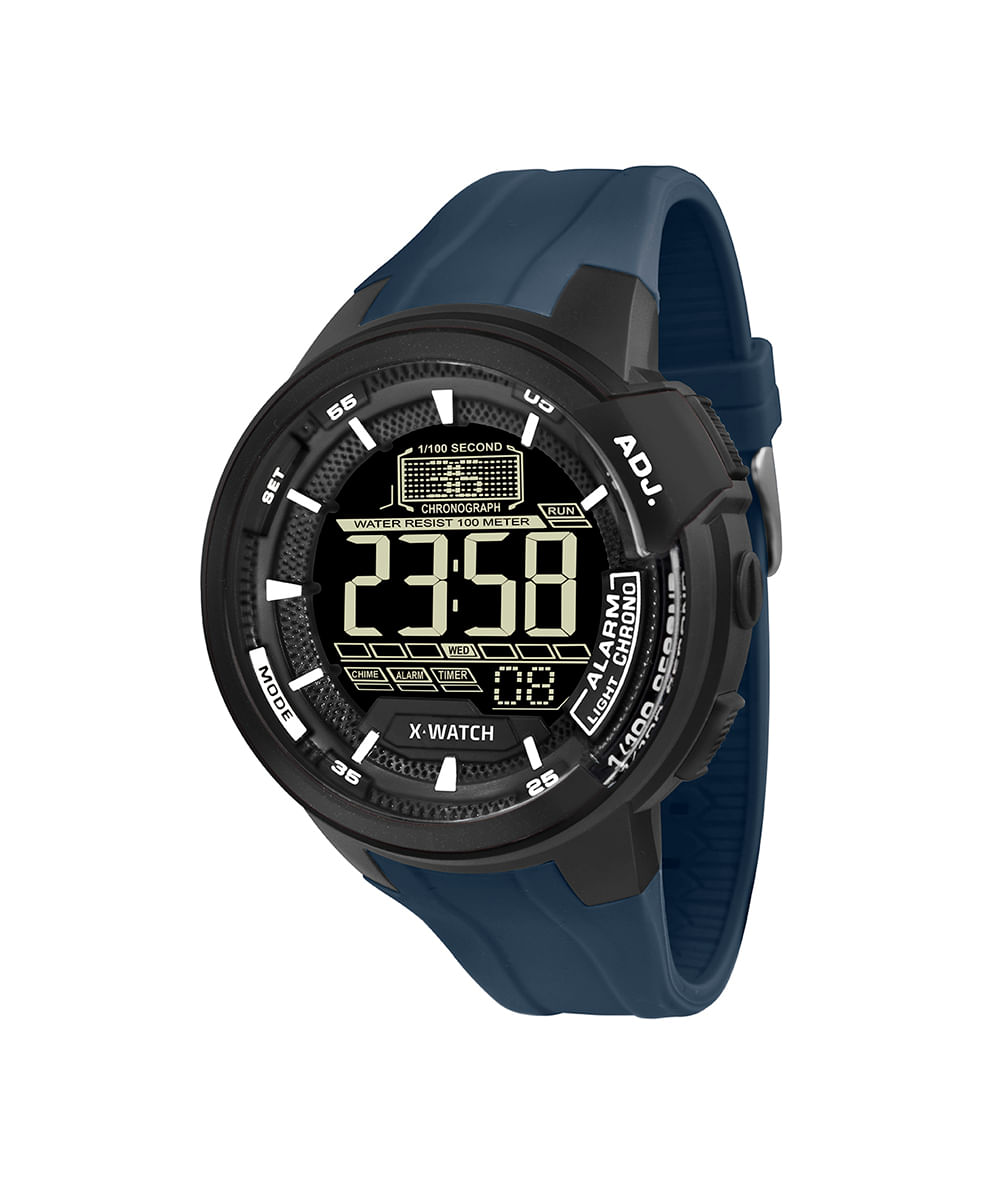 relógio masculino x watch xmppd467wpxdx digital azul