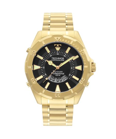 relógio masculino technos wt205fl4p multifunção dourado UNICO