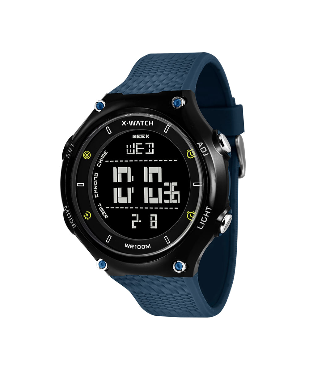 relógio masculino x-watch xmppd741bxpx digital azul