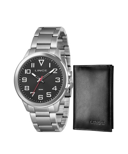kit relógio masculino lince mrmm014l46k0asp2sx analógico prateado UNICO