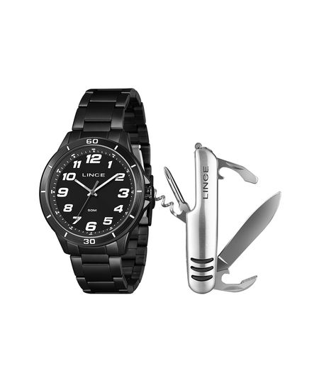 kit relógio masculino lince mrnm003l46ka63p2px analógico preto UNICO kit relógio masculino lince mrnm003l46ka63p2px analógico preto UNICO