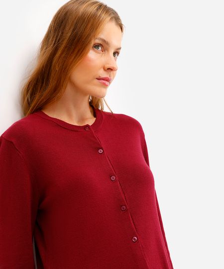 cardigan feminino de tricot vinho PP