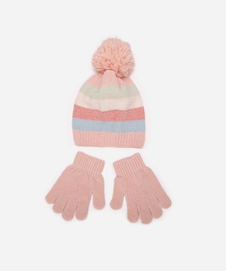 kit infantil gorro e luva listrado colorida UNICO kit infantil gorro e luva listrado colorida UNICO