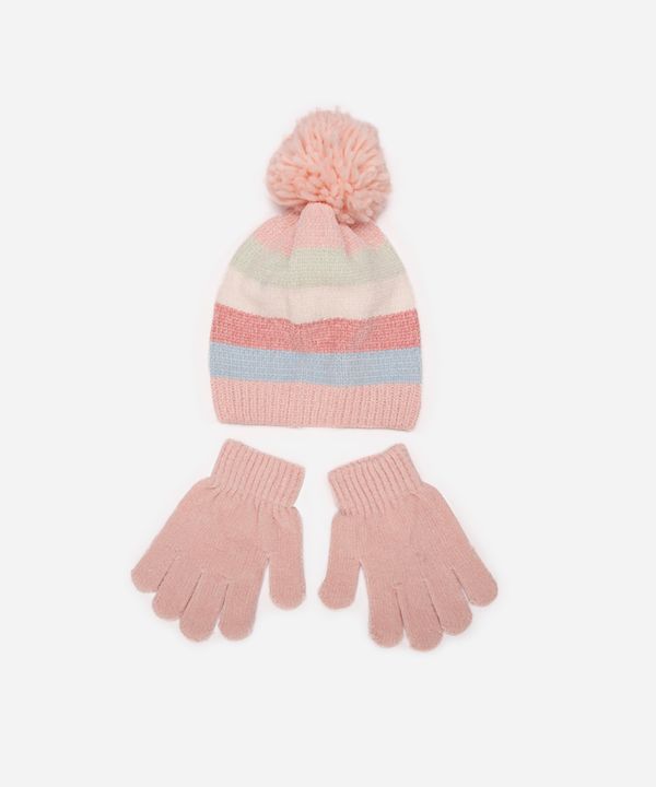 kit infantil gorro e luva listrado colorida UNICO