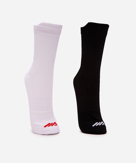 kit de 2 meias femininas cano alto esportiva ace colorida 34-39