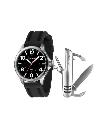 kit relógio masculino lince mrpm017l46ka7mp2px analógico prateado UNICO