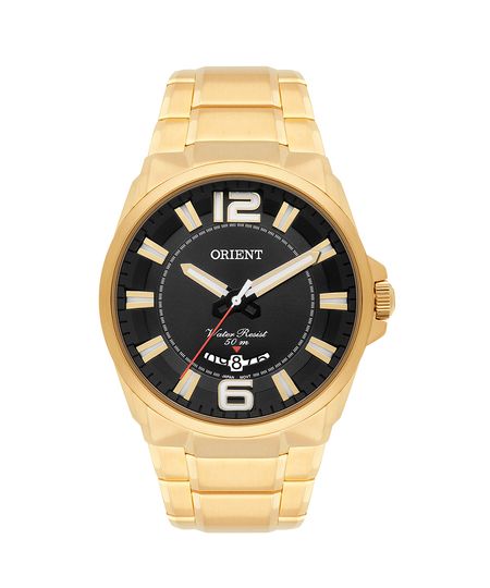 relógio masculino orient mgss1157p2kx analógico calendário dourado UNICO