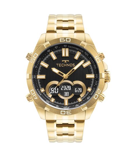 relógio masculino technos bjk629aa1p multifunção dourado UNICO relógio masculino technos bjk629aa1p multifunção dourado UNICO