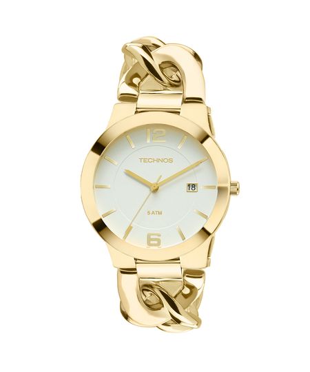 relógio feminino technos 2115ul4b analógico-calendário dourado UNICO