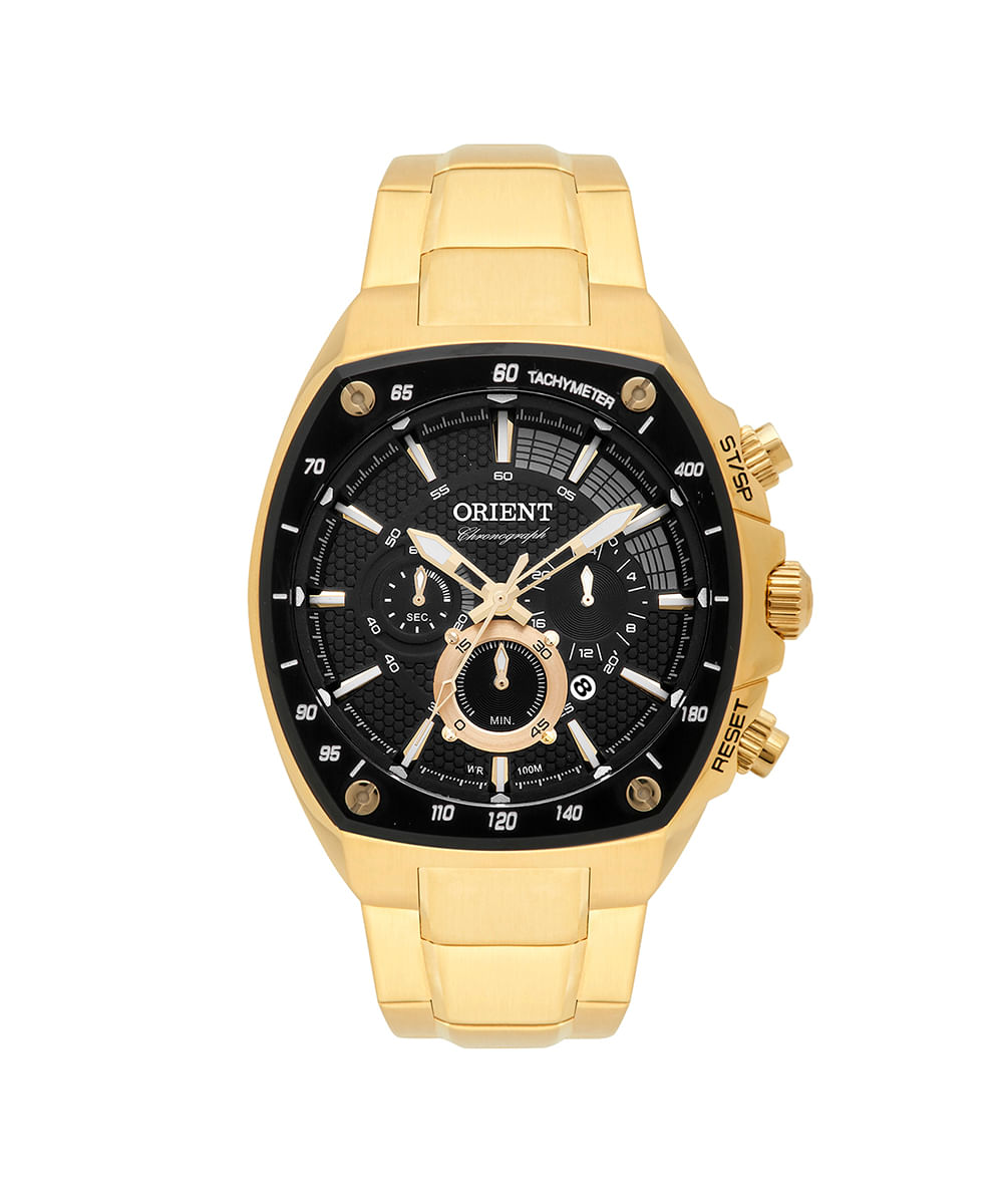 relógio masculino orient mgssc021ap1kx cronógrafo dourado